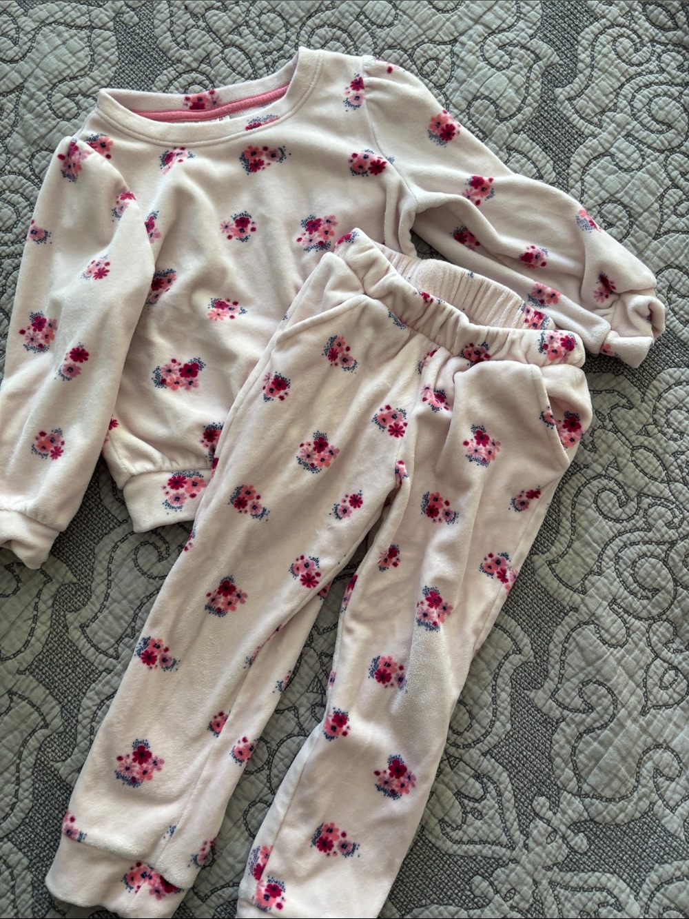 Girls' Floral Pink Fleece Set